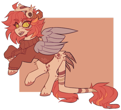 Size: 1600x1452 | Tagged: safe, artist:faultx, oc, oc:faultx, pegasus, pony, clothes, colored wings, female, horns, mare, simple background, solo, sweater, wings