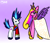 Size: 370x320 | Tagged: safe, anonymous artist, princess cadance, shining armor, alicorn, pony, unicorn, g4, clothes, crown, dress, duo, female, gradient background, horn, jewelry, male, meme, regalia, shining armor is not amused, ship:shiningcadance, shipping, straight, the bride and the ugly ass groom, toy interpretation, unamused, wedding dress