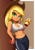 Size: 706x1000 | Tagged: safe, artist:the-park, applejack, human, equestria girls, g4, belly button, breasts, brown background, busty applejack, cellphone, cleavage, clothes, cowboy hat, hat, leaning, leggings, looking at you, midriff, mug, phone, simple background, solo, tank top, tumblr, workout outfit