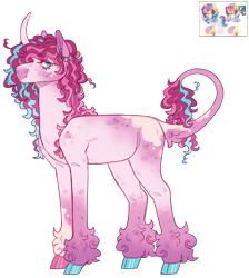 Size: 2395x2669 | Tagged: safe, artist:sleepy-nova, oc, oc:stereophonic sound, classical unicorn, pony, unicorn, cloven hooves, curved horn, ear piercing, earring, female, horn, jewelry, leonine tail, mare, piercing, simple background, solo, transparent background, unshorn fetlocks