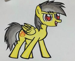 Size: 541x446 | Tagged: safe, artist:mlp_fluffy_yogurt, oc, oc only, oc:thunder (fl), pegasus, pony, male, simple background, smiling, solo, stallion, traditional art, white background