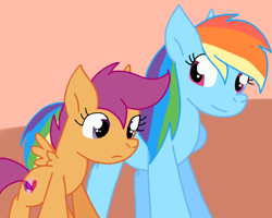 Size: 1004x804 | Tagged: safe, artist:cmara, rainbow dash, scootaloo, pegasus, pony, g4, duo, duo female, female