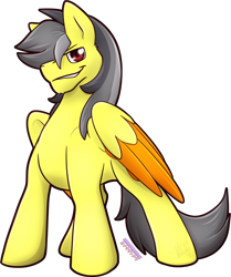 Size: 2562x3071 | Tagged: safe, artist:lunahydreigon, oc, oc only, oc:thunder (fl), pegasus, pony, commission, confident, dominant, male, simple background, solo, transparent background