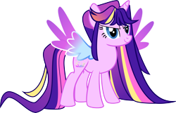 Size: 10862x6983 | Tagged: safe, artist:shootingstarsentry, oc, oc only, oc:astral gleam, alicorn, pony, absurd resolution, female, long mane, long tail, mare, offspring, parent:flash sentry, parent:twilight sparkle, parents:flashlight, simple background, solo, tail, transparent background