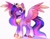 Size: 2450x1900 | Tagged: safe, artist:virygo19, twilight sparkle, alicorn, pony, g4, chromatic aberration, colored hooves, colored wings, crown, ethereal mane, ethereal tail, female, hair over one eye, hoof shoes, jewelry, mare, older, older twilight, older twilight sparkle (alicorn), peytral, princess twilight 2.0, regalia, simple background, solo, spread wings, tail, twilight sparkle (alicorn), unshorn fetlocks, white background, wings