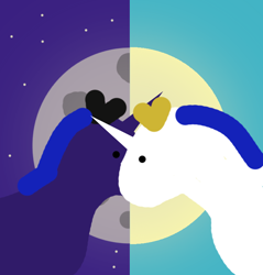 Size: 734x768 | Tagged: safe, artist:althecow, princess celestia, princess luna, alicorn, pony, g4, 1000 hours in ms paint, crown, duo, duo female, female, jewelry, mare, moon, night, night sky, regalia, royal sisters, siblings, sisters, sky, sun