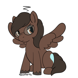 Size: 1500x1500 | Tagged: safe, artist:ashcatarts, oc, oc only, pegasus, pony, brown coat, glasses, grumpy, simple background, sitting, solo, spread wings, transparent background, wings