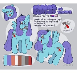 Size: 1080x1022 | Tagged: safe, artist:vemrill, oc, pegasus, pony, bisexual, bisexual pride flag, color palette, demigirl, demigirl pride flag, pegasus oc, pride, pride flag, ref, reference sheet, smiling, solo