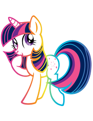 Size: 1583x2048 | Tagged: safe, twilight sparkle, pony, unicorn, g4, official, cute, design, female, horn, mare, rainbow outlines, raised hoof, simple background, smiling, solo, stock vector, transparent background, unicorn twilight, vector, zazzle