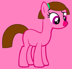 Size: 751x718 | Tagged: safe, artist:dragonflame59, artist:spitfirethepegasusfan39, earth pony, pony, g4, adult blank flank, base used, blank flank, clothes, dreamworks face, female, hairclip, little miss, little miss wise, mare, mr. men, mr. men little miss, pink background, pink nose, ponified, simple background, smiling, solo, wise