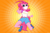 Size: 3300x2200 | Tagged: safe, artist:dersen, pinkie pie, earth pony, anthro, smile hd, g4, camp everfree outfits, clothes, creepy, creepy smile, creepypasta, human facial structure, imminent death, in air, looking at you, shorts, smiling, smiling at you, sunburst background, xk-class end-of-the-world scenario