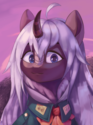 Size: 2340x3150 | Tagged: safe, artist:fly over, oc, kirin, equestria at war mod, bust, clothes, female, kirin oc, portrait, solo, uniform, white hair