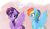 Size: 1901x1119 | Tagged: dead source, safe, artist:ambris, rainbow dash, twilight sparkle, alicorn, pegasus, pony, castle sweet castle, g4, my little pony: friendship is magic, alternate hairstyle, blushing, colored pupils, cute, dashabetes, duo, duo female, female, gradient background, horn, lesbian, looking at each other, looking at someone, mare, pink background, punklight sparkle, ship:twidash, shipping, smiling, spread wings, twiabetes, twilight sparkle (alicorn), wingboner, wings