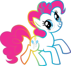 Size: 3300x3079 | Tagged: safe, edit, editor:catachromatic, vector edit, pinkie pie, earth pony, pony, g4, .svg available, female, mare, partially transparent background, rainbow outlines, simple background, smiling, solo, style emulation, svg, transparent background, vector