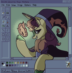 Size: 1260x1269 | Tagged: safe, artist:brainiac, autumn blaze, kirin, g4, aesthetics, female, fourth wall, limited palette, mare, meta, ms paint, solo