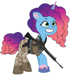 Size: 1059x1118 | Tagged: safe, artist:edy_january, artist:prixy05, edit, vector edit, misty brightdawn, pony, unicorn, g5, my little pony: tell your tale, armor, battle rifle, belt, body armor, boots, clothes, combat knife, delta forces, equipment, fal, fn fal, gears, gun, handgun, horn, knife, military, military pants, military pony, military uniform, p220, pistol, radio, rebirth misty, rifle, shoes, simple background, soldier, soldier pony, solo, special forces, tactical vest, transparent background, uniform, us army, vector, vest, weapon