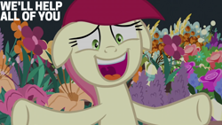 Size: 2000x1125 | Tagged: safe, edit, edited screencap, editor:quoterific, screencap, roseluck, earth pony, pony, g4, it isn't the mane thing about you, background pony, female, floppy ears, mare, open mouth, solo