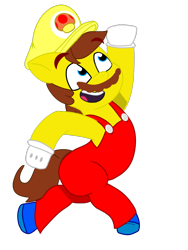 Size: 768x1024 | Tagged: safe, artist:bluemario11, oc, oc only, oc:pistachio stallio, earth pony, pony, g5, clothes, facial hair, hat, jumping, male, moustache, simple background, solo, super mario bros., transparent background, vector