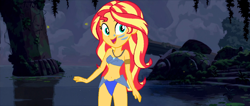Size: 1920x816 | Tagged: safe, artist:triceratopwarrior99, sunset shimmer, human, equestria girls, g4, atlantis: the lost empire, clothes, disney, female, kida, solo, swimsuit
