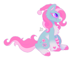 Size: 525x400 | Tagged: safe, artist:movie95, minty, earth pony, pony, a very minty christmas, g3, cheek fluff, chest fluff, christmas, female, hat, heart, heart mark, holiday, mare, santa hat, signature, simple background, smiling, solo, tail, transparent background, unshorn fetlocks