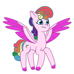 Size: 3600x3600 | Tagged: safe, artist:ramixe dash, oc, oc only, oc:rainbow party (g5), pegasus, pony, g5, my little pony: tell your tale, female, mare, multicolored hair, rainbow hair, requested art, simple background, solo, transparent background