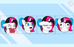 Size: 3600x2324 | Tagged: safe, artist:joaothejohn, oc, oc only, oc:heart stitches, pegasus, pony, unicorn, blushing, bruh, commission, cute, emoji, emotes, expressions, heart, horn, lidded eyes, open mouth, pegasus oc, poggers, ribbon, shy, smiling, solo, text, unicorn oc, your character here