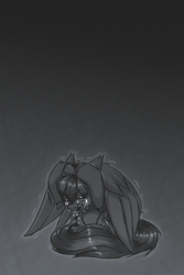 Size: 1000x1500 | Tagged: safe, artist:shad0w-galaxy, oc, oc only, oc:shadow galaxy, pegasus, pony, crying, depressed, depression, female, gradient background, grayscale, mare, monochrome, open mouth, panic attack, pegasus oc, shaking, solo, vent art