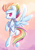 Size: 1369x1931 | Tagged: safe, artist:wavecipher, rainbow dash, pegasus, pony, g4, the last problem, ear fluff, female, flying, looking at you, looking back, looking back at you, mare, older, older rainbow dash, rear view, sky, smiling, smiling at you, solo, spread wings, tail, wing fluff, wings