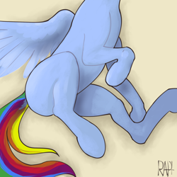 Size: 2000x2000 | Tagged: safe, artist:rapt, rainbow dash, g4, beige background, digital painting, simple background, solo