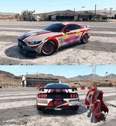 Size: 992x1080 | Tagged: safe, artist:snowy starshine, artist:thelunagames, oc, oc only, oc:lovers, bat pony, pony, airfield, car, looking back, mountain, mountain range, need for speed, sky, spread wings, wings