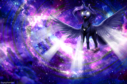 Size: 4096x2731 | Tagged: safe, ai assisted, ai content, artist:emptyplotfiller, princess luna, alicorn, fanfic:my life in a new wolrd, g4, dream realm, gift art, solo, traditional royal canterlot voice