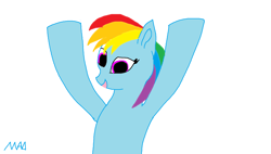 Size: 3372x1916 | Tagged: safe, artist:maonyman, rainbow dash, pegasus, pony, g4, 1000 hours in ms paint, drawthread, female, happy, looking at you, mare, mouse drawing, ms paint, raised hooves, simple background, smiling, solo, white background, wingless