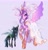 Size: 2450x2533 | Tagged: safe, artist:peachmichea, princess cadance, queen chrysalis, alicorn, changeling, changeling queen, pony, g4, alternate hairstyle, bags under eyes, bracelet, clothes, concave belly, dress, duo, duo female, eyeshadow, female, floating heart, heart, height difference, hoof shoes, horn, horn ring, infidelity, jewelry, lesbian, lidded eyes, makeup, mare, meme, peytral, princess shoes, raised hoof, redraw, regalia, ring, ship:cadalis, shipping, signature, simple background, size difference, slender, smiling, spread wings, subverted meme, tail, tall, the bride and the ugly ass groom, thin, tiara, toy interpretation, wedding dress, wedding veil, wings