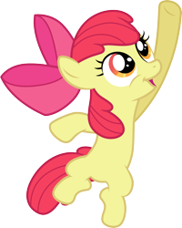 Size: 3000x3745 | Tagged: safe, artist:cloudy glow, apple bloom, earth pony, pony, g4, ponyville confidential, .ai available, apple bloom's bow, bow, female, filly, foal, hair bow, jumping, simple background, solo, transparent background, vector