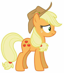 Size: 735x830 | Tagged: safe, artist:afishonlegs, applejack, earth pony, pony, g4, applejack's hat, cowboy hat, female, hat, simple background, solo, white background