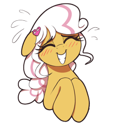 Size: 600x600 | Tagged: safe, artist:thebatfang, oc, oc only, earth pony, pony, blushing, bust, cute, eyes closed, female, floppy ears, grin, mare, ocbetes, simple background, smiling, solo, sweat, transparent background