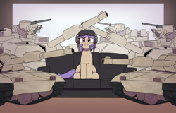 Size: 2500x1600 | Tagged: safe, artist:thebatfang, oc, oc only, oc:tenk pone, earth pony, pony, abrams, blursed image, c:, couch, cute, female, helmet, looking at you, m1 abrams, mare, meme, piper perri surrounded, sitting, smiling, solo, tank (vehicle)