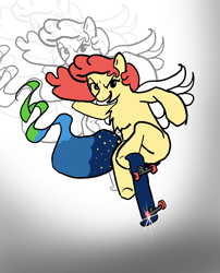 Size: 1700x2100 | Tagged: artist needed, source needed, safe, oc, oc:power star, pegasus, pony, butt, chubby, plot, rule 85, skateboard, skateboarding, solo, super mario 64