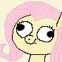 Size: 88x88 | Tagged: safe, artist:xilin, fluttershy, pony, g4, 1000 hours in ms paint, cross-eyed, meme, needs more jpeg, picture for breezies, silly face, simple background, solo, yellow background