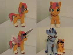 Size: 1597x1199 | Tagged: safe, artist:little-broy-peep, argyle starshine, sunny starscout, earth pony, pony, g5, my little pony: a new generation, cute, duo, fake horn, fake wings, father and child, father and daughter, female, filly, filly sunny starscout, foal, glasses, irl, jewelry, male, medallion, necklace, photo, plushie, stallion, sunnybetes, younger