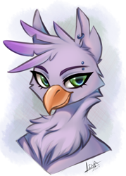 Size: 1580x2207 | Tagged: safe, artist:lina, oc, oc only, griffon, bust, griffon oc, portrait