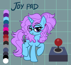 Size: 2574x2378 | Tagged: safe, artist:tomi_ouo, oc, oc only, oc:joy pad, unicorn, g4, female, glasses, horn, reference sheet