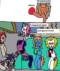 Size: 1030x1234 | Tagged: safe, artist:ask-luciavampire, oc, earth pony, pegasus, pony, undead, unicorn, vampire, vampony, ask, breaking the fourth wall, gamer, horn, tumblr