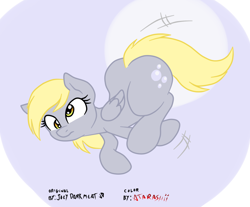 Size: 874x724 | Tagged: safe, artist:atarashiilink, artist:joey darkmeat, derpy hooves, pegasus, pony, g4, bubble butt, butt, colored, female, mare, solo, wide hips