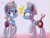 Size: 1440x1080 | Tagged: safe, artist:trackheadtherobopony, oc, oc:silverstream (robot pony), oc:trackhead, pony, robot, robot pony, emanata, paintbrush, raised hoof, shocked, siblings, sweat, sweatdrop