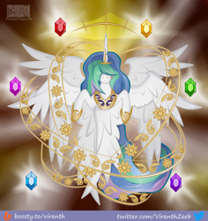Size: 1000x1058 | Tagged: safe, alternate character, alternate version, artist:virenth, princess celestia, alicorn, angel, g4, angelic wings, biblically accurate angels, female, halo, solo, wings