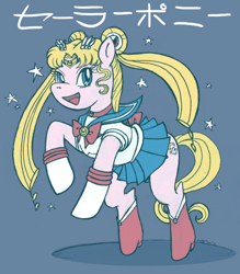 Size: 500x571 | Tagged: source needed, safe, artist:hezaa, earth pony, pony, anime, crossover, female, mare, pigtails, ponified, sailor moon (series), solo, tsukino usagi