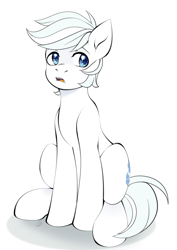 Size: 2480x3508 | Tagged: safe, artist:renka2802, double diamond, earth pony, pony, g4, male, missing accessory, open mouth, simple background, sitting, solo, stallion, white background