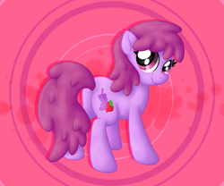 Size: 3195x2652 | Tagged: safe, artist:background basset, berry punch, berryshine, earth pony, pony, g4, abstract background, looking at you, looking back, looking back at you, smiling, solo