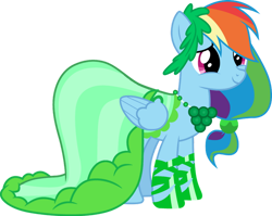 Size: 828x659 | Tagged: safe, artist:lizzmcclin, rainbow dash, pegasus, g4, female, green, green dress, holiday, rainbow dash always dresses in style, saint patrick's day, simple background, solo, transparent background